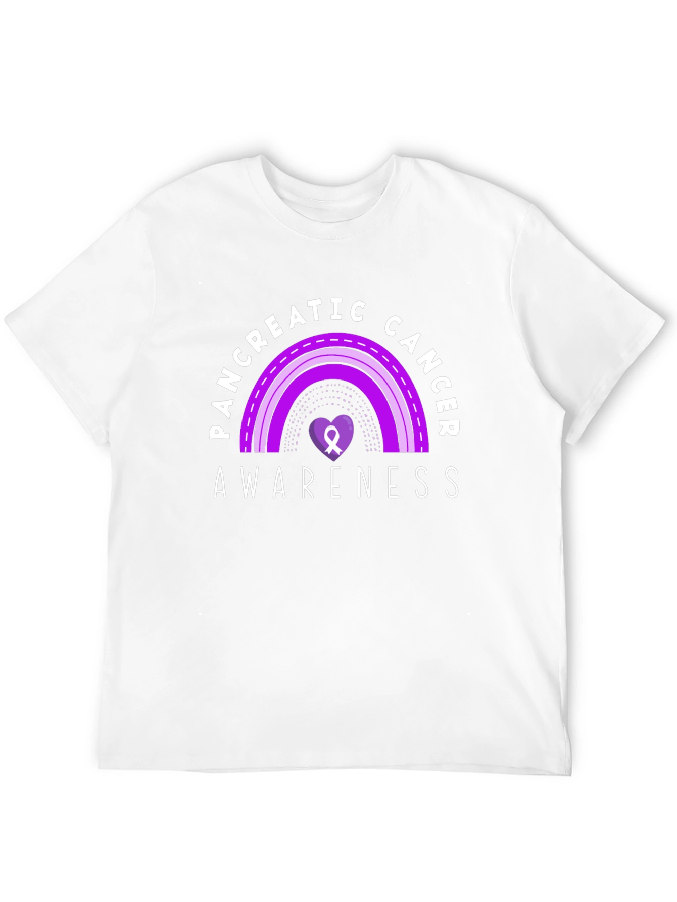 Pancreatic Cancer Awareness Ribbon Heart Black T-Shirt