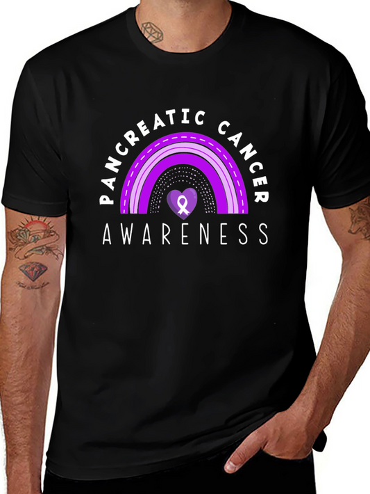 Pancreatic Cancer Awareness Ribbon Heart Black T-Shirt