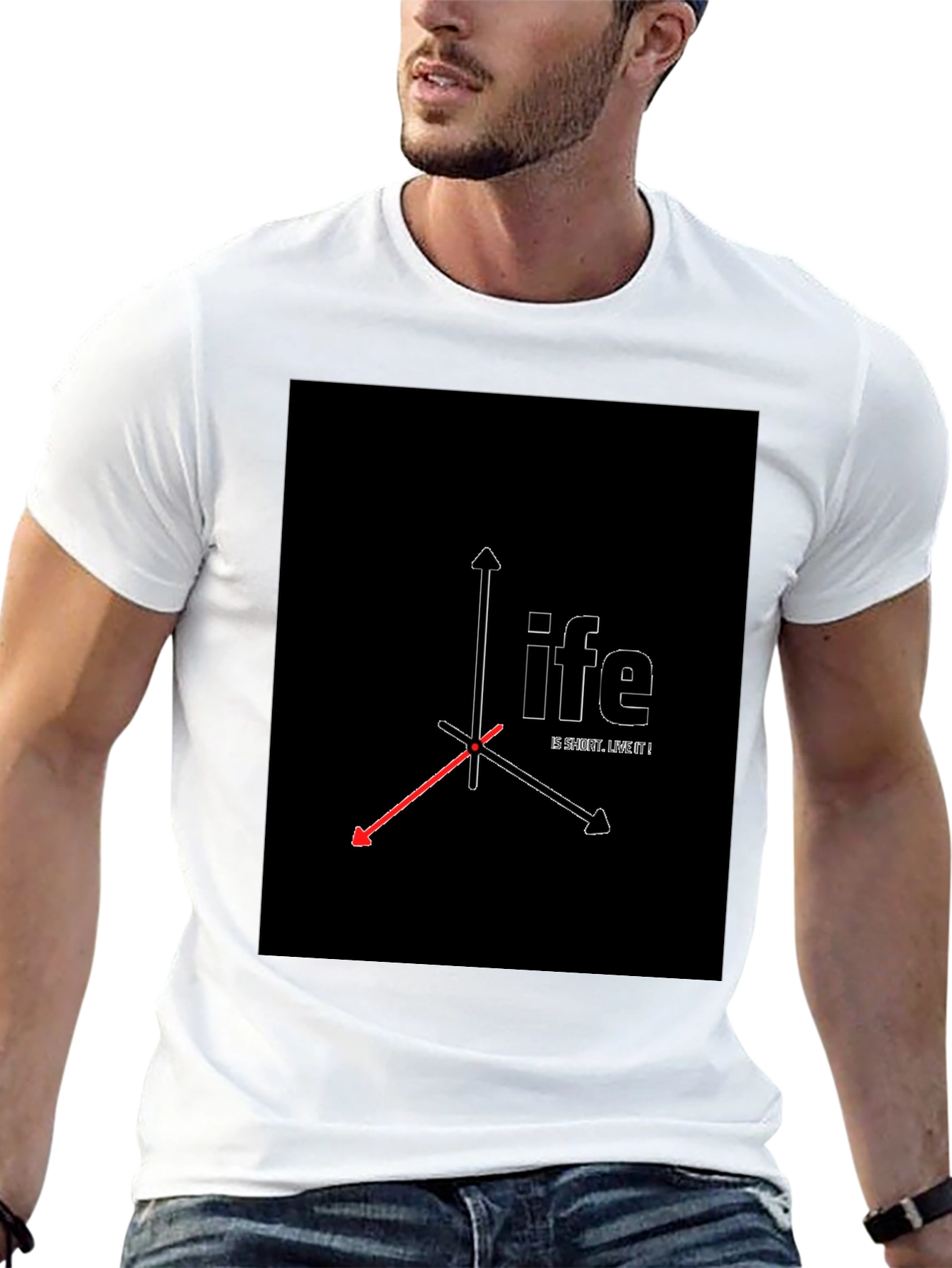 Geometric Life Print Black T-Shirt