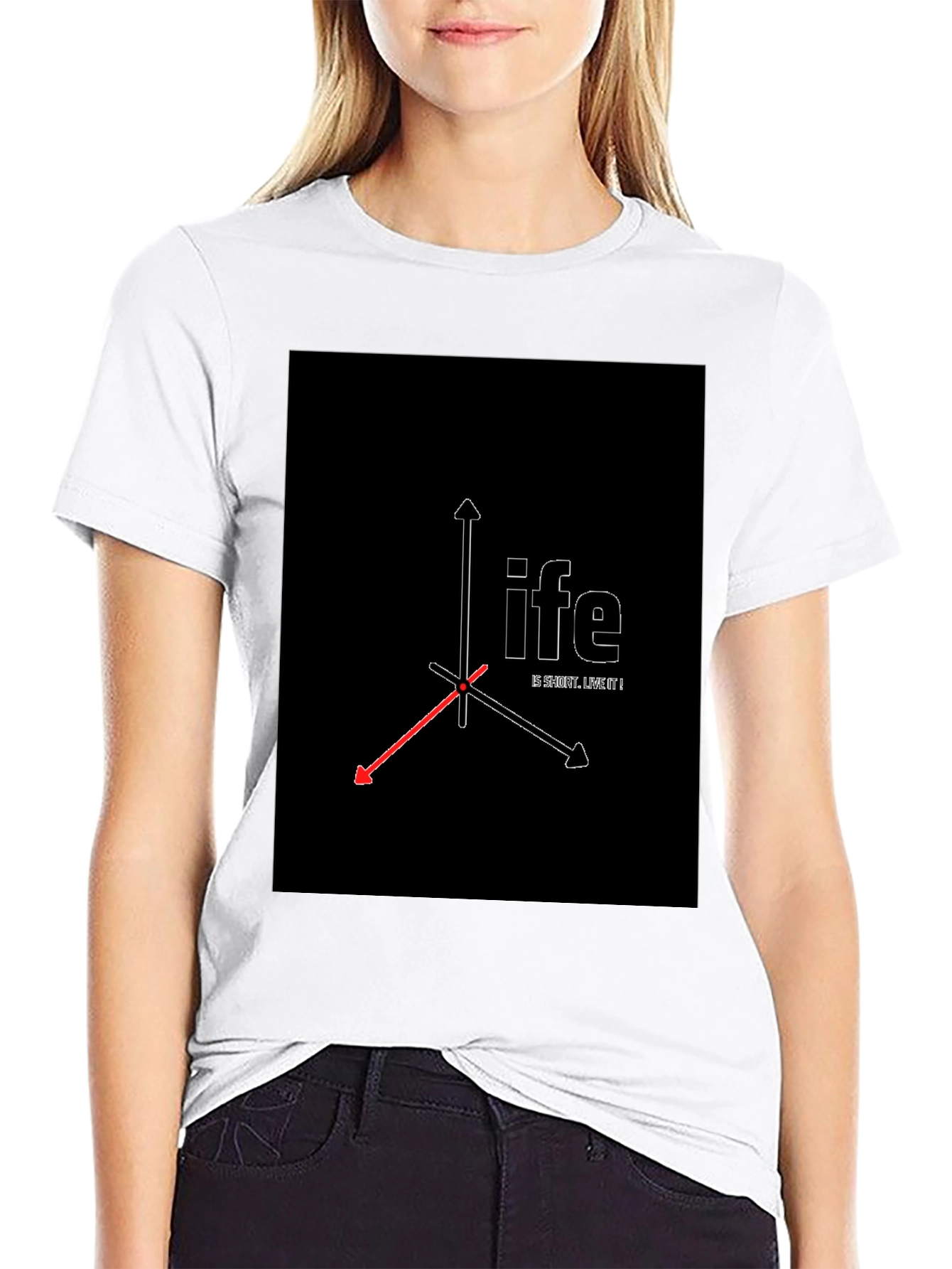 Geometric Life Print Black T-Shirt