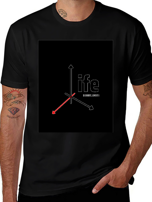 Geometric Life Print Black T-Shirt