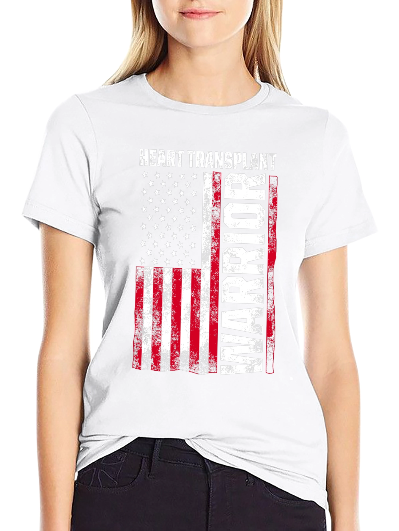 Heart Transplant Warrior Patriotic Graphic Tee