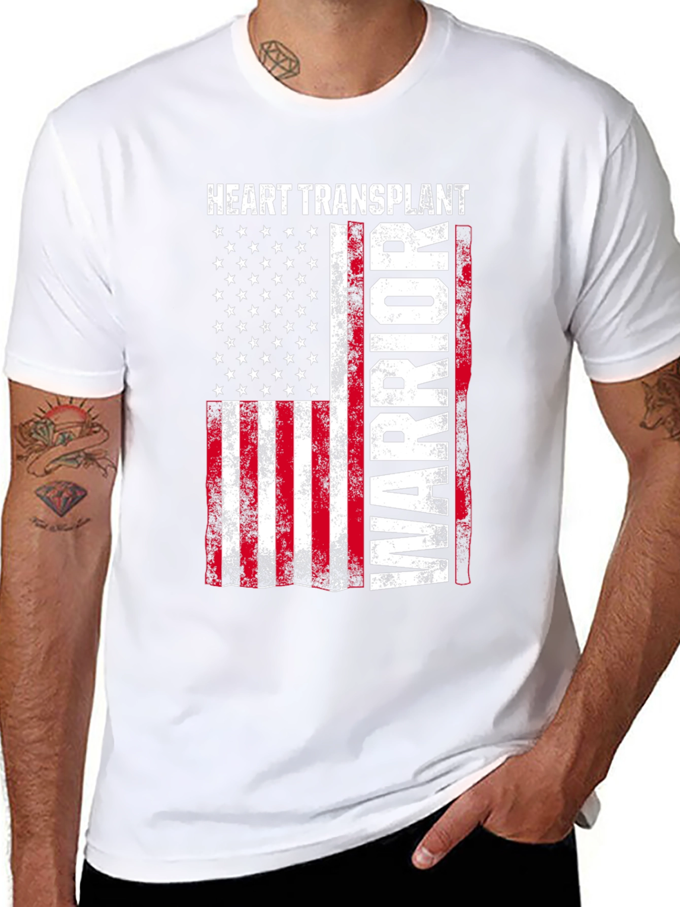 Heart Transplant Warrior Patriotic Graphic Tee
