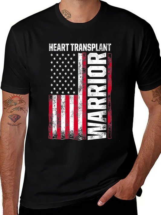 Heart Transplant Warrior Patriotic Graphic Tee