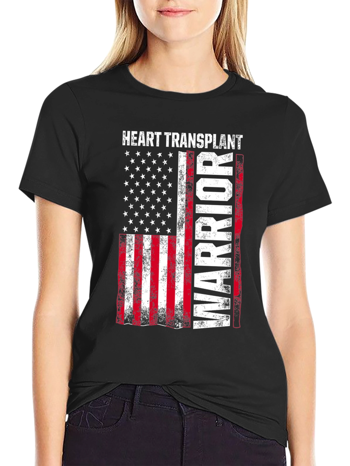 Heart Transplant Warrior Patriotic Graphic Tee
