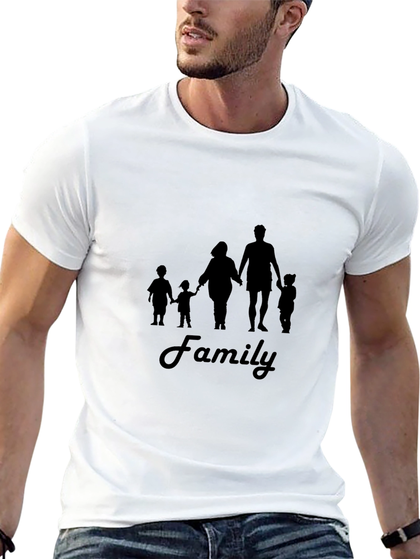 Family Silhouette Graphic T-Shirt - Casual Black Tee