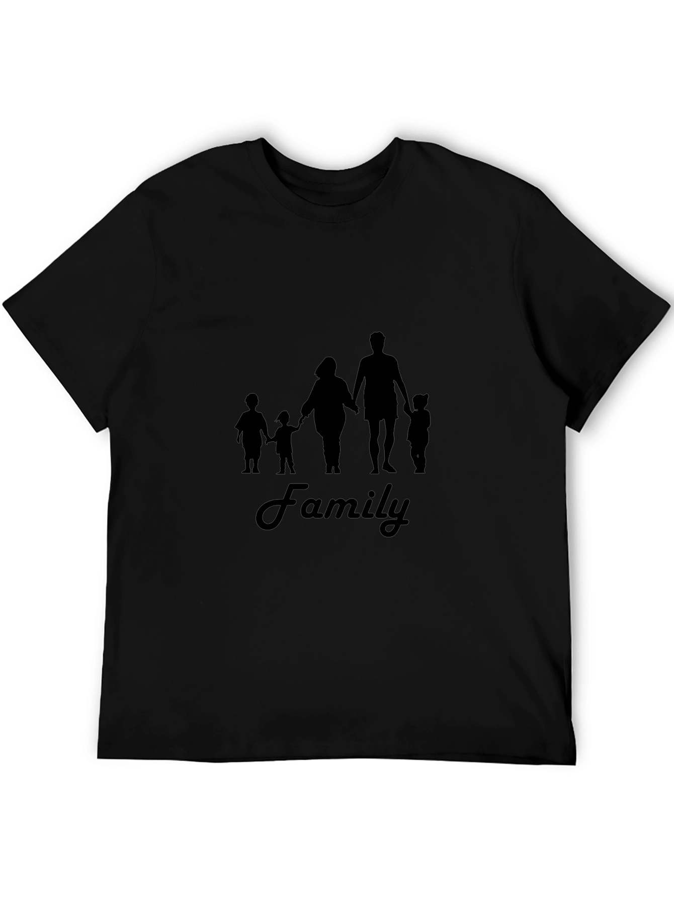 Family Silhouette Graphic T-Shirt - Casual Black Tee