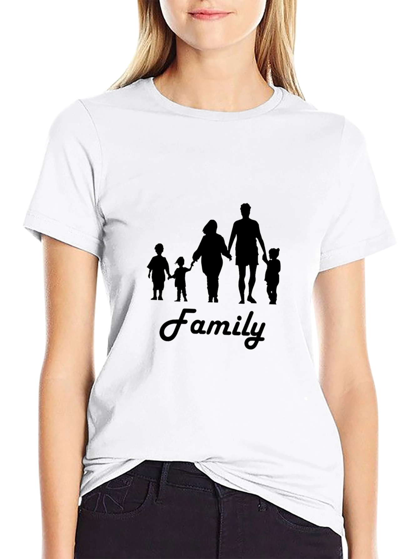 Family Silhouette Graphic T-Shirt - Casual Black Tee