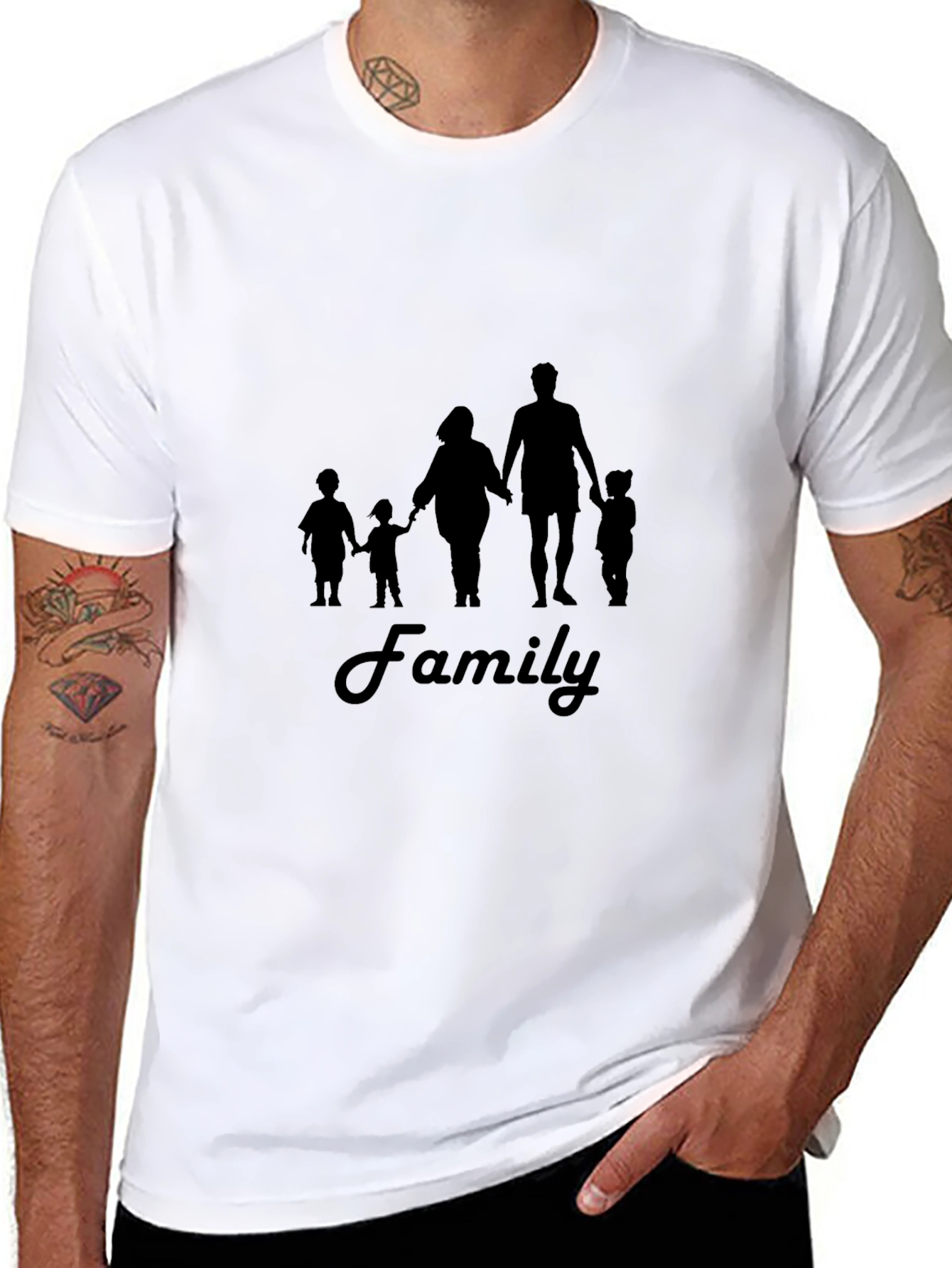 Family Silhouette Graphic T-Shirt - Casual Black Tee