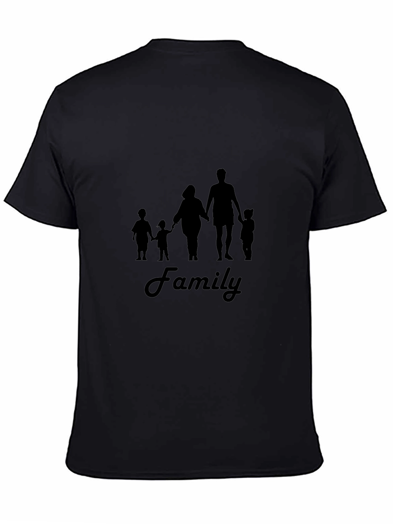 Family Silhouette Graphic T-Shirt - Casual Black Tee