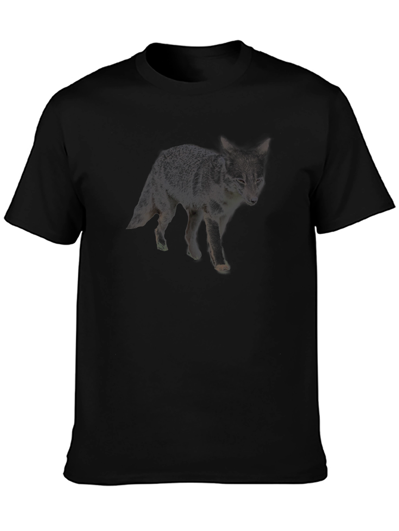 Mens Black Graphic Tee - Coyote Print