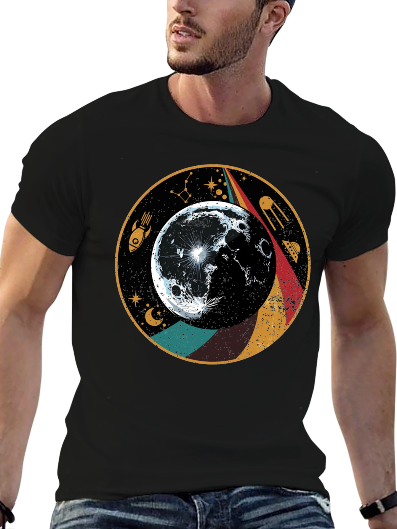 Retro Moon T-Shirt - Space Graphic Tee