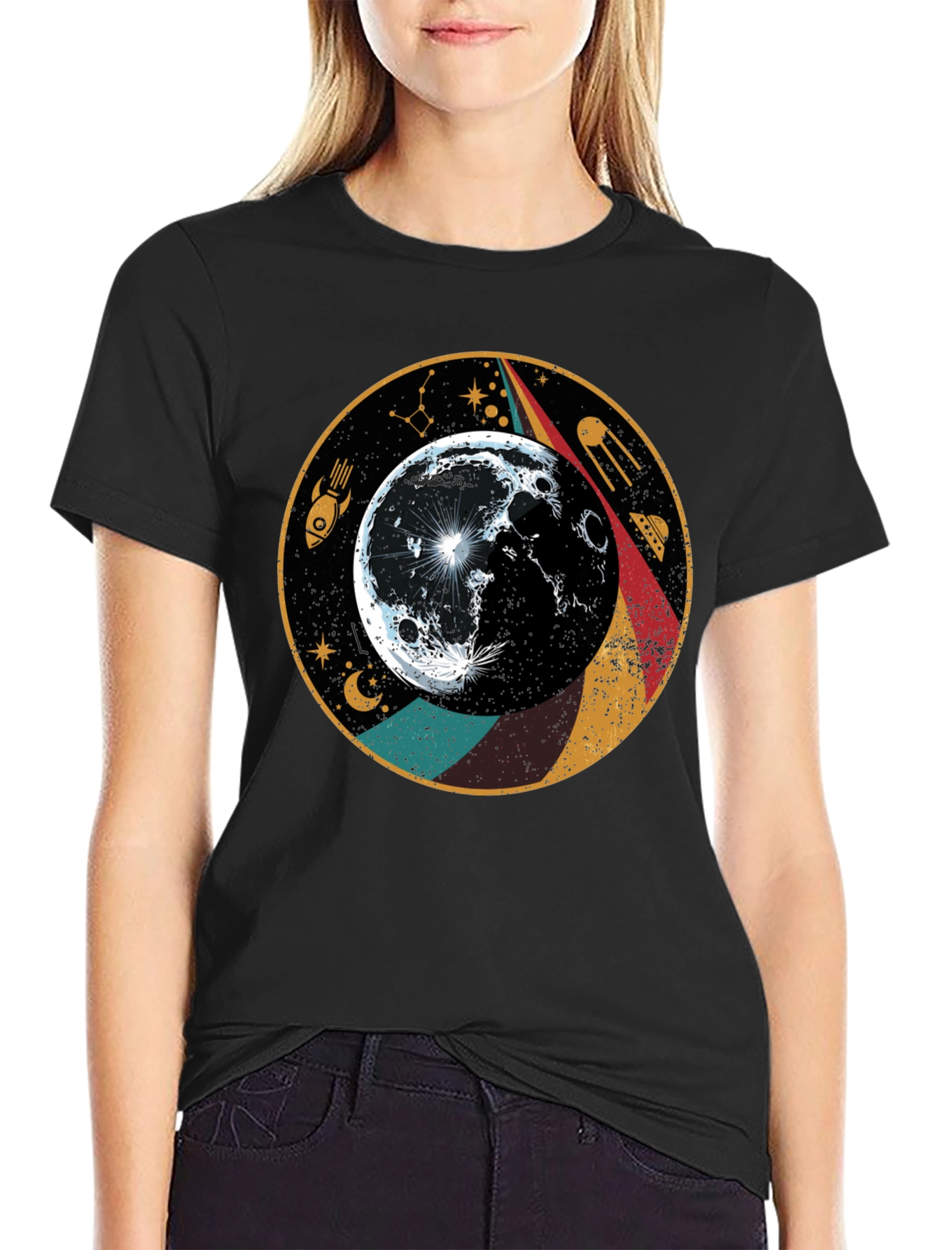 Retro Moon T-Shirt - Space Graphic Tee