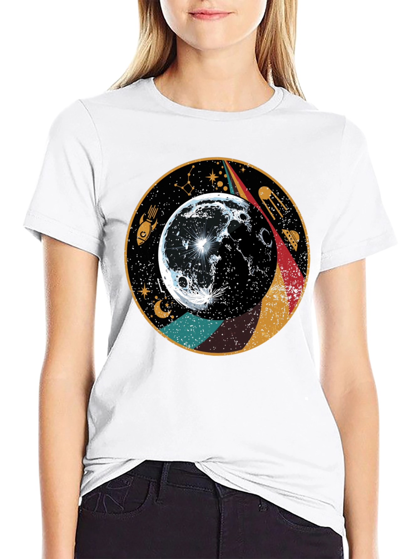 Retro Moon T-Shirt - Space Graphic Tee
