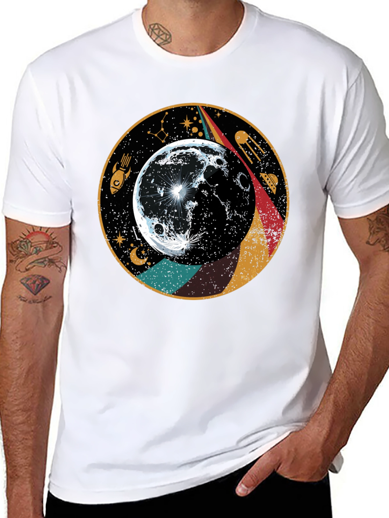Retro Moon T-Shirt - Space Graphic Tee
