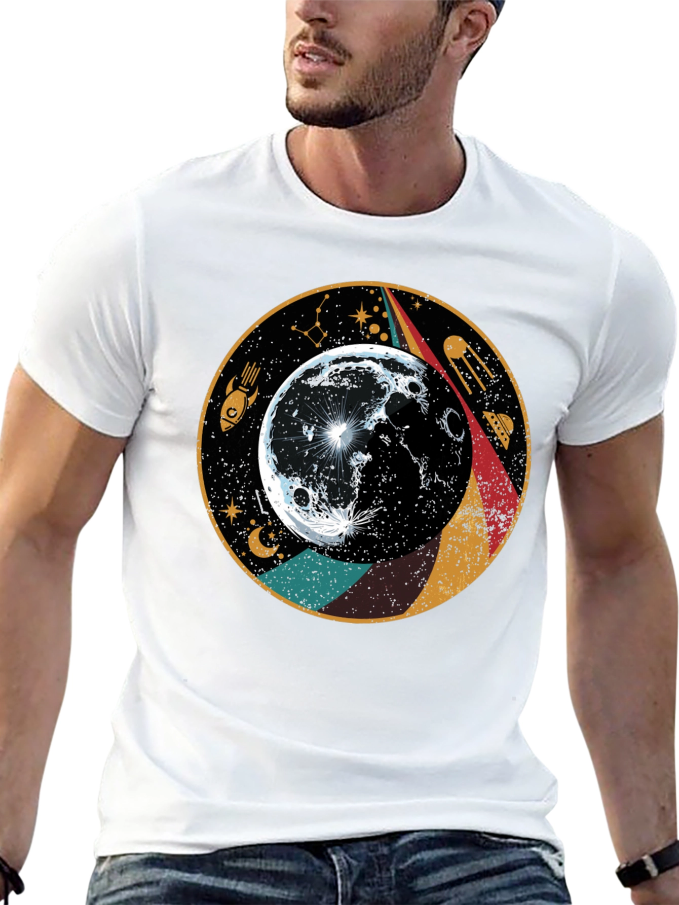 Retro Moon T-Shirt - Space Graphic Tee