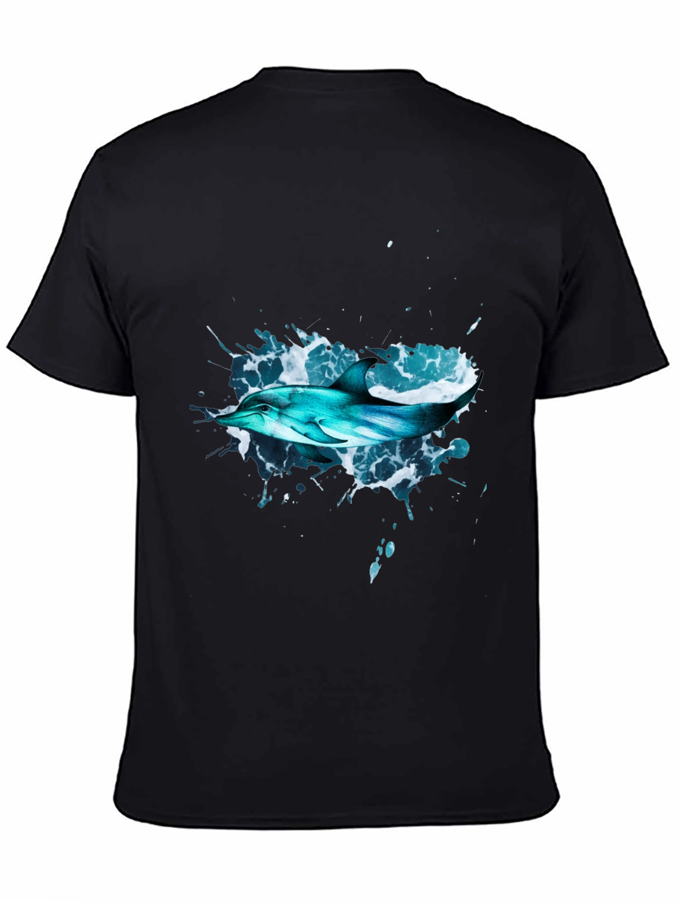 Dolphin Splash Black T-Shirt - Ocean Life Tee