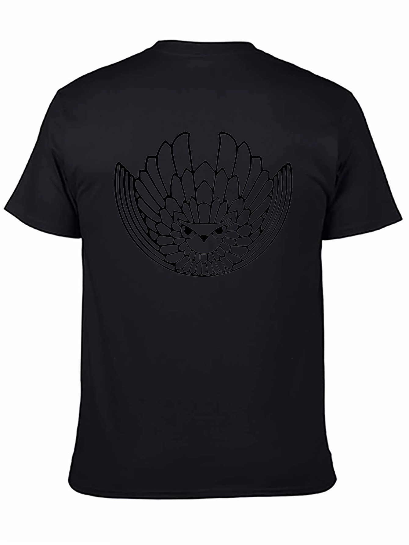 Abstract Owl Graphic Black T-Shirt