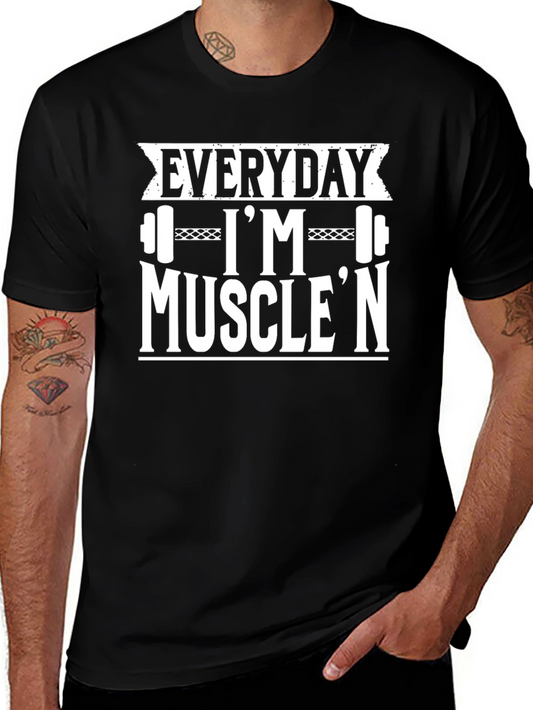 Everyday Im Musclen Black Graphic T-Shirt