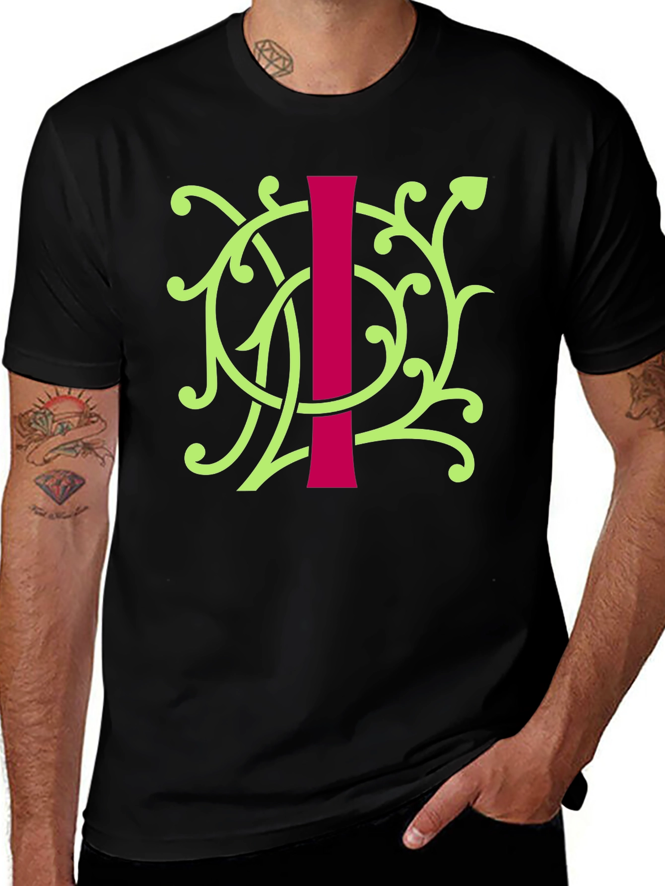 Floral Initial I Graphic Tee - Unique Design