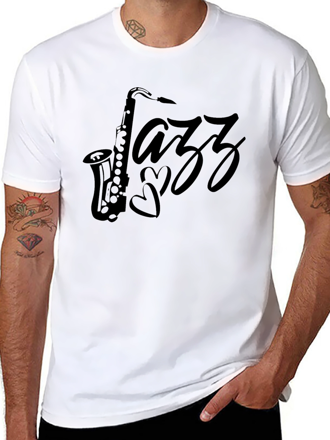 Jazz Music Saxophone T-Shirt - Mens Black Tee