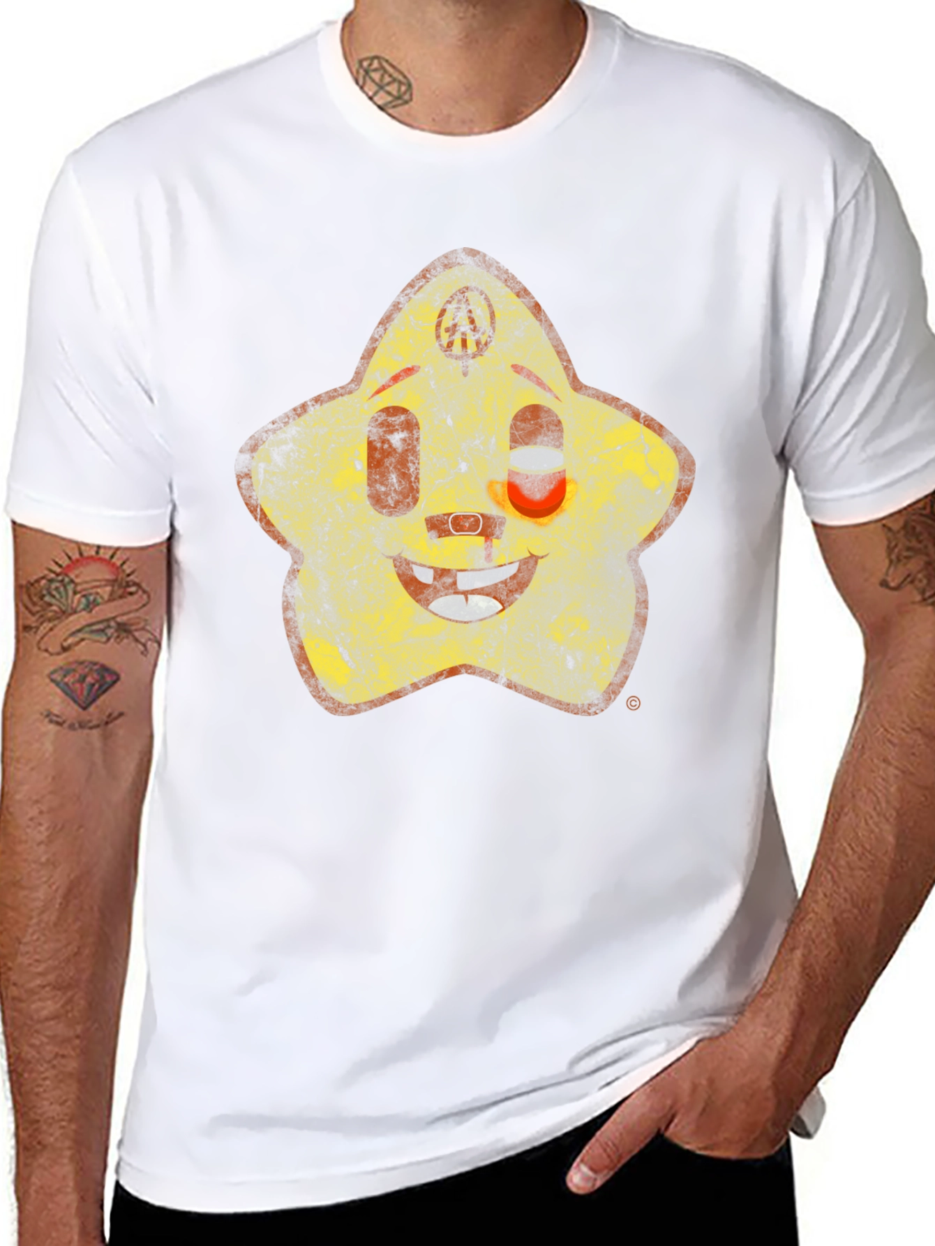 Retro Star Character Black T-Shirt
