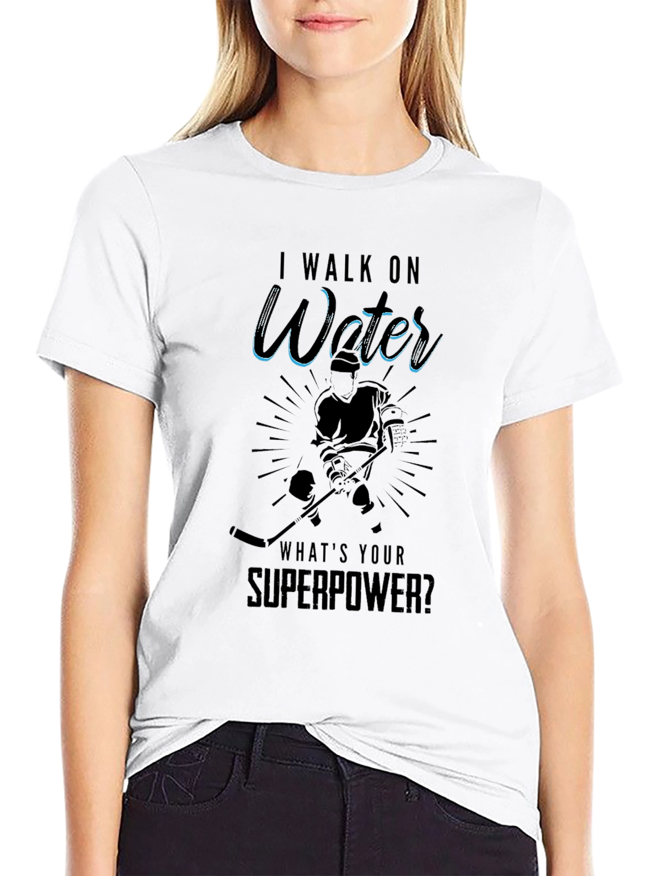 I Walk On Water Hockey Graphic T-Shirt