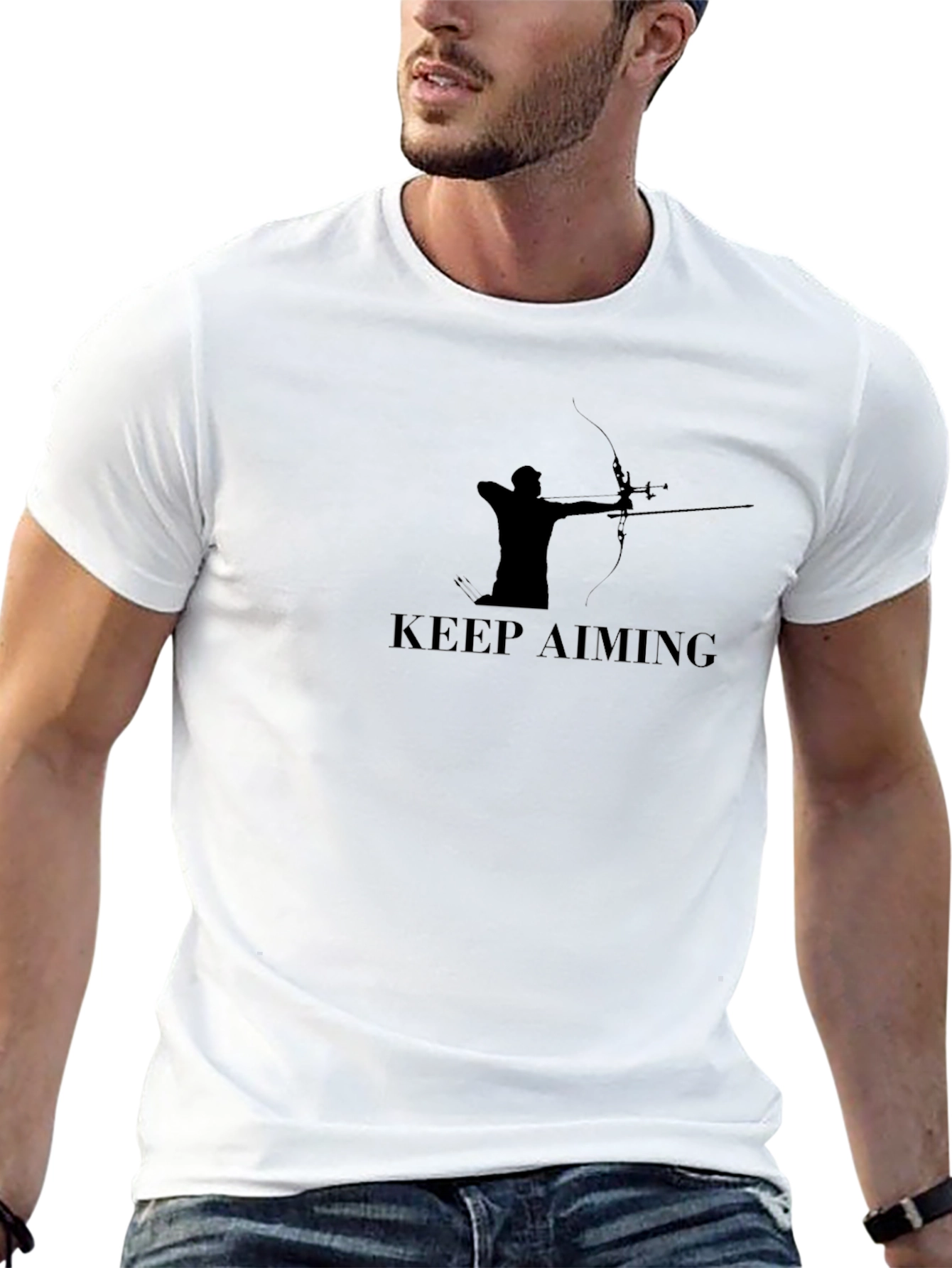 Keep Aiming Black T-Shirt - Archery Design