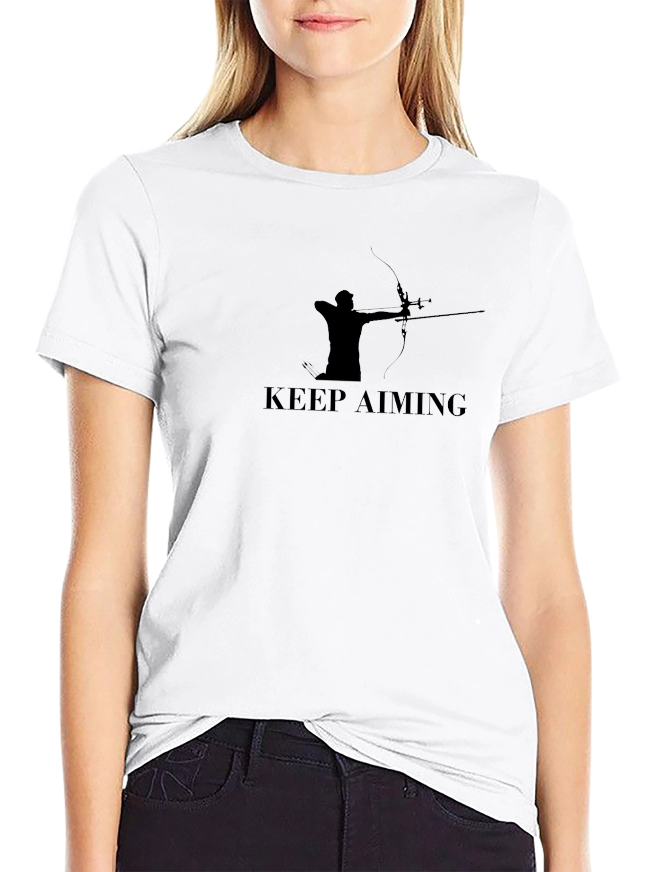 Keep Aiming Black T-Shirt - Archery Design