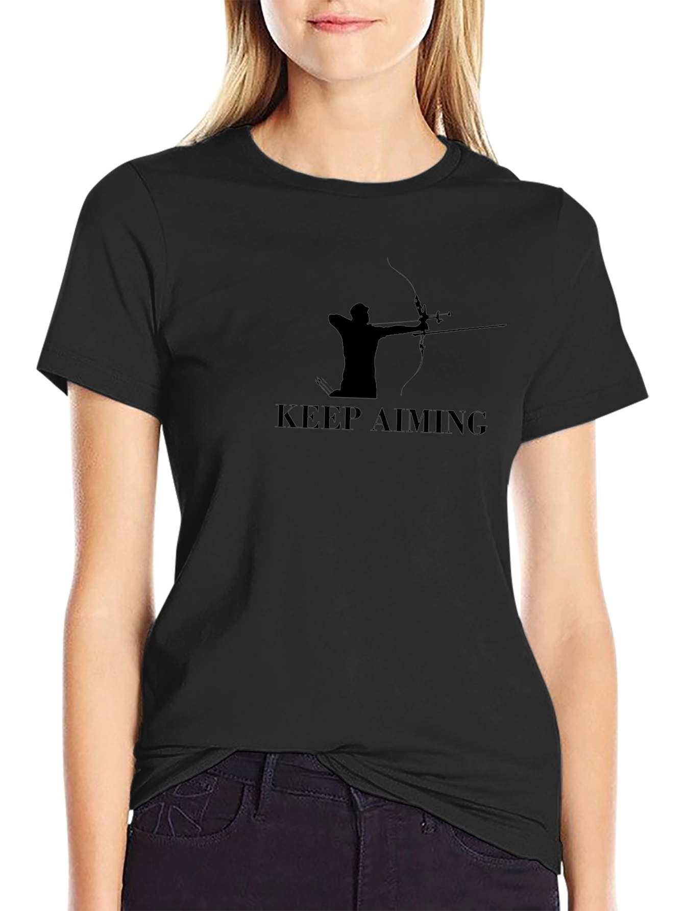 Keep Aiming Black T-Shirt - Archery Design