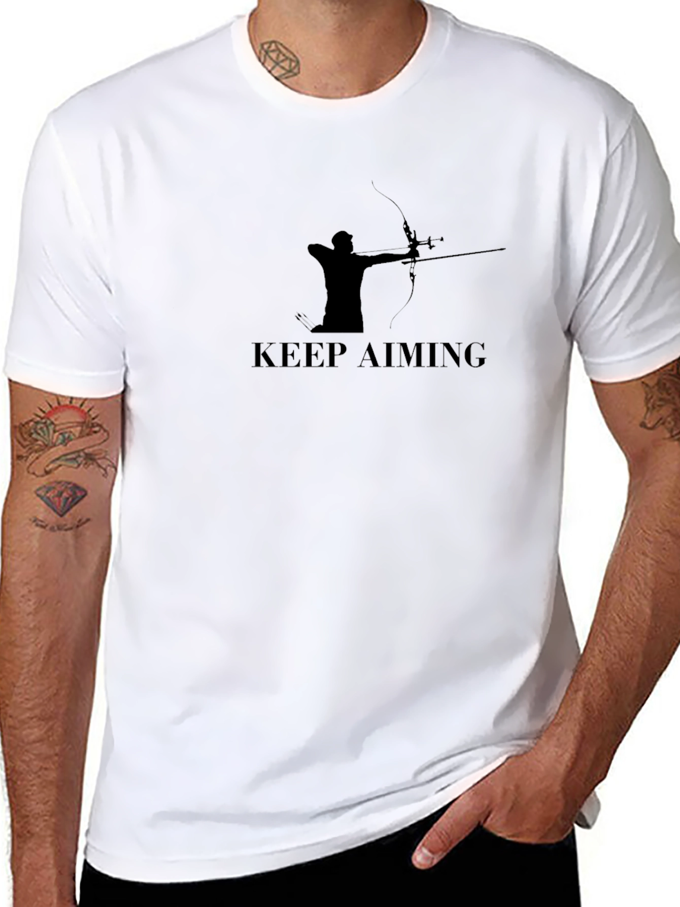 Keep Aiming Black T-Shirt - Archery Design