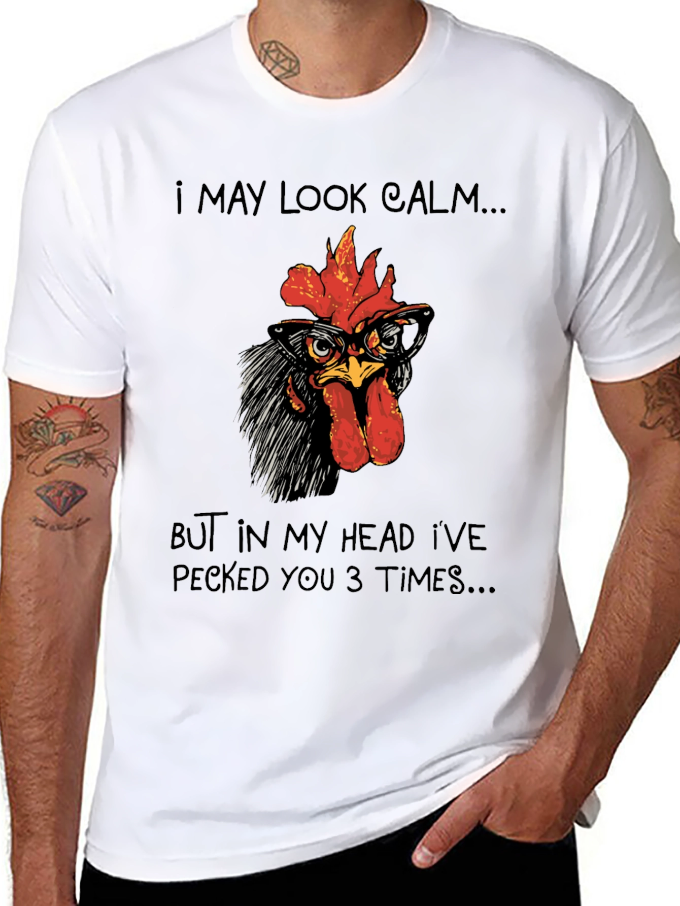 Calm Chicken T-Shirt - Funny Rooster Tee