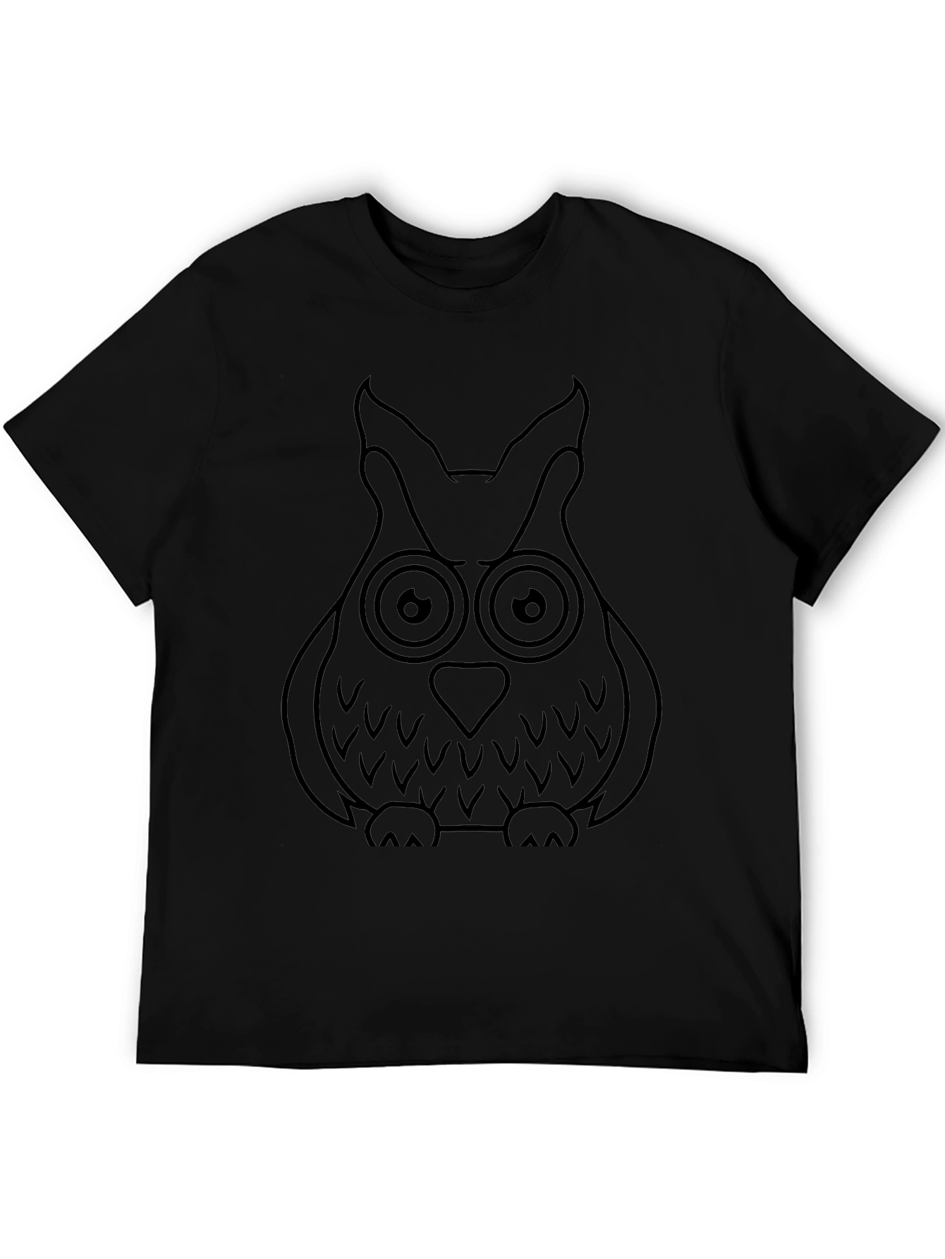 Mens Black Owl Graphic T-Shirt