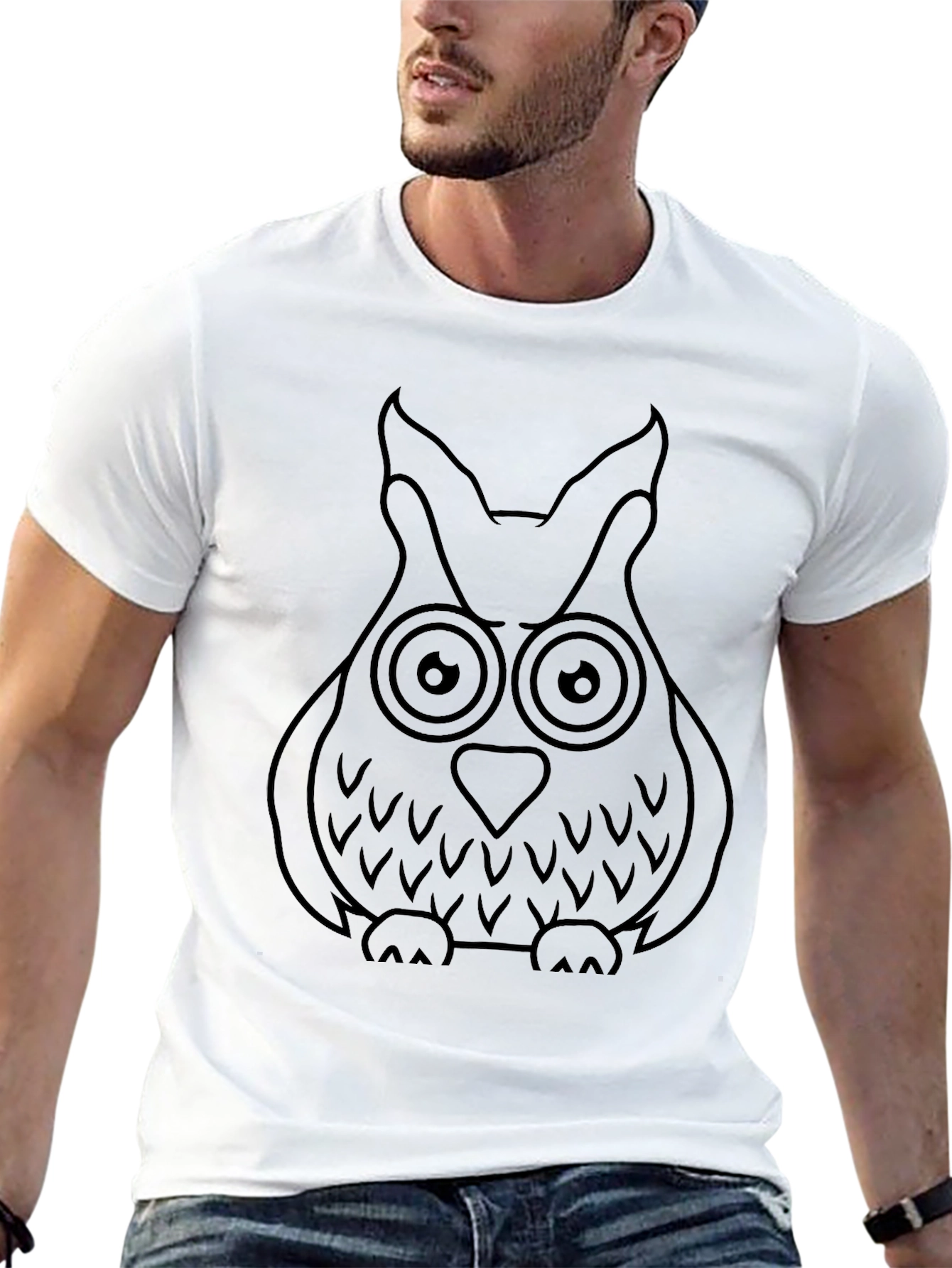 Mens Black Owl Graphic T-Shirt