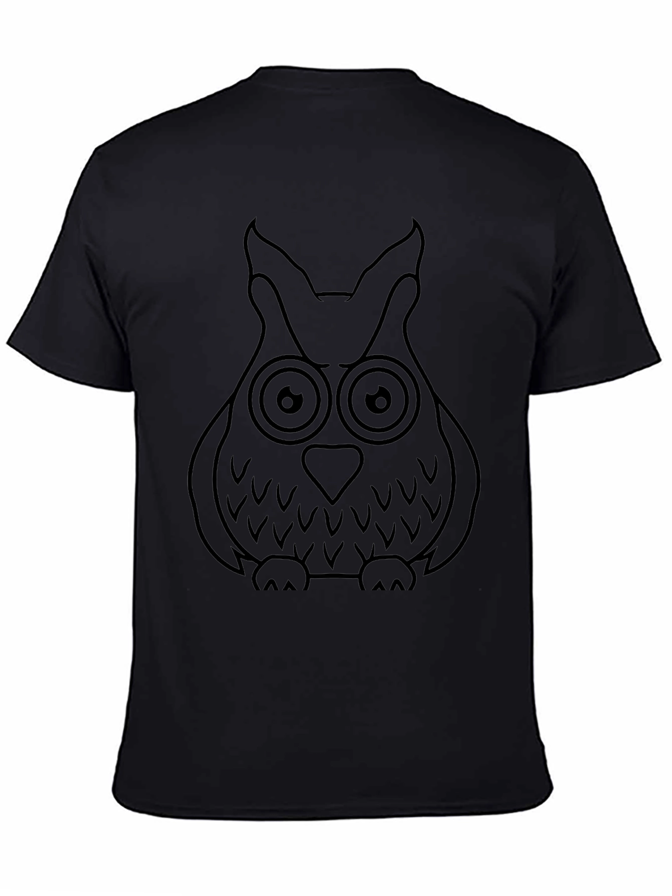 Mens Black Owl Graphic T-Shirt