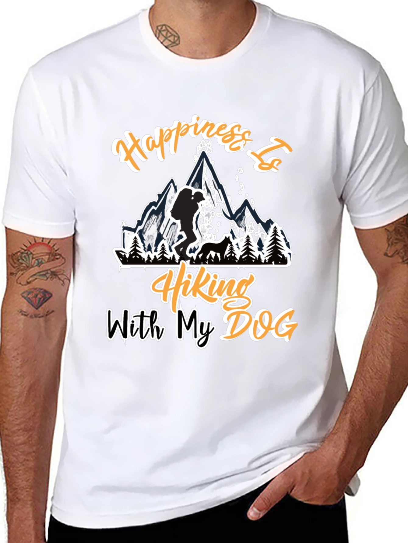 Hiking with My Dog Black T-Shirt