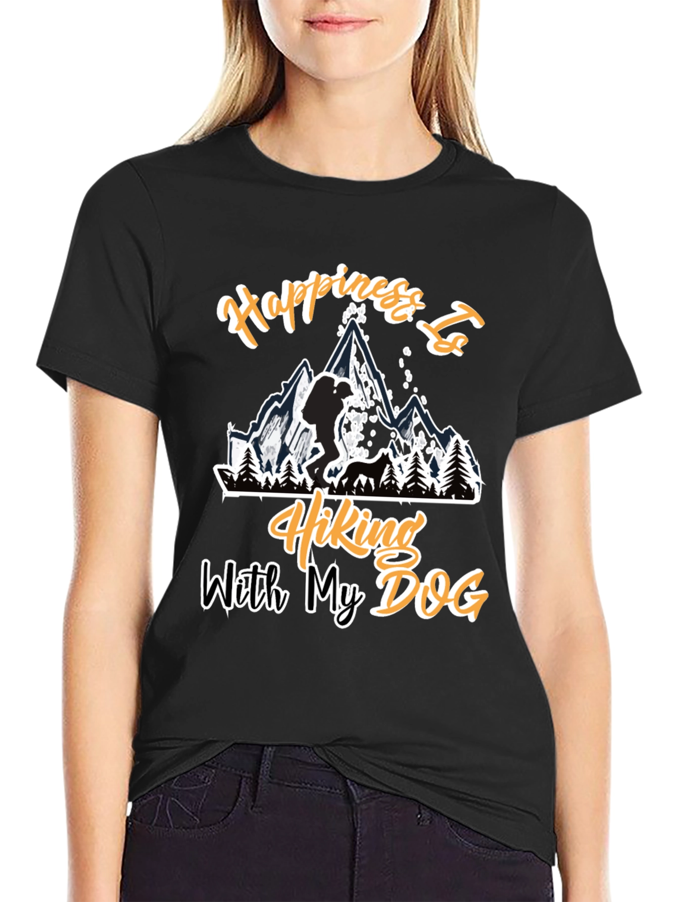 Hiking with My Dog Black T-Shirt