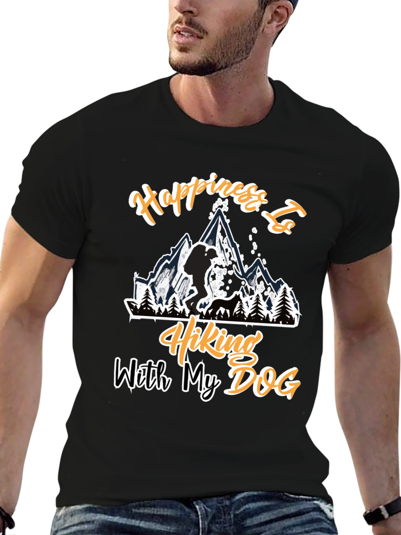 Hiking with My Dog Black T-Shirt