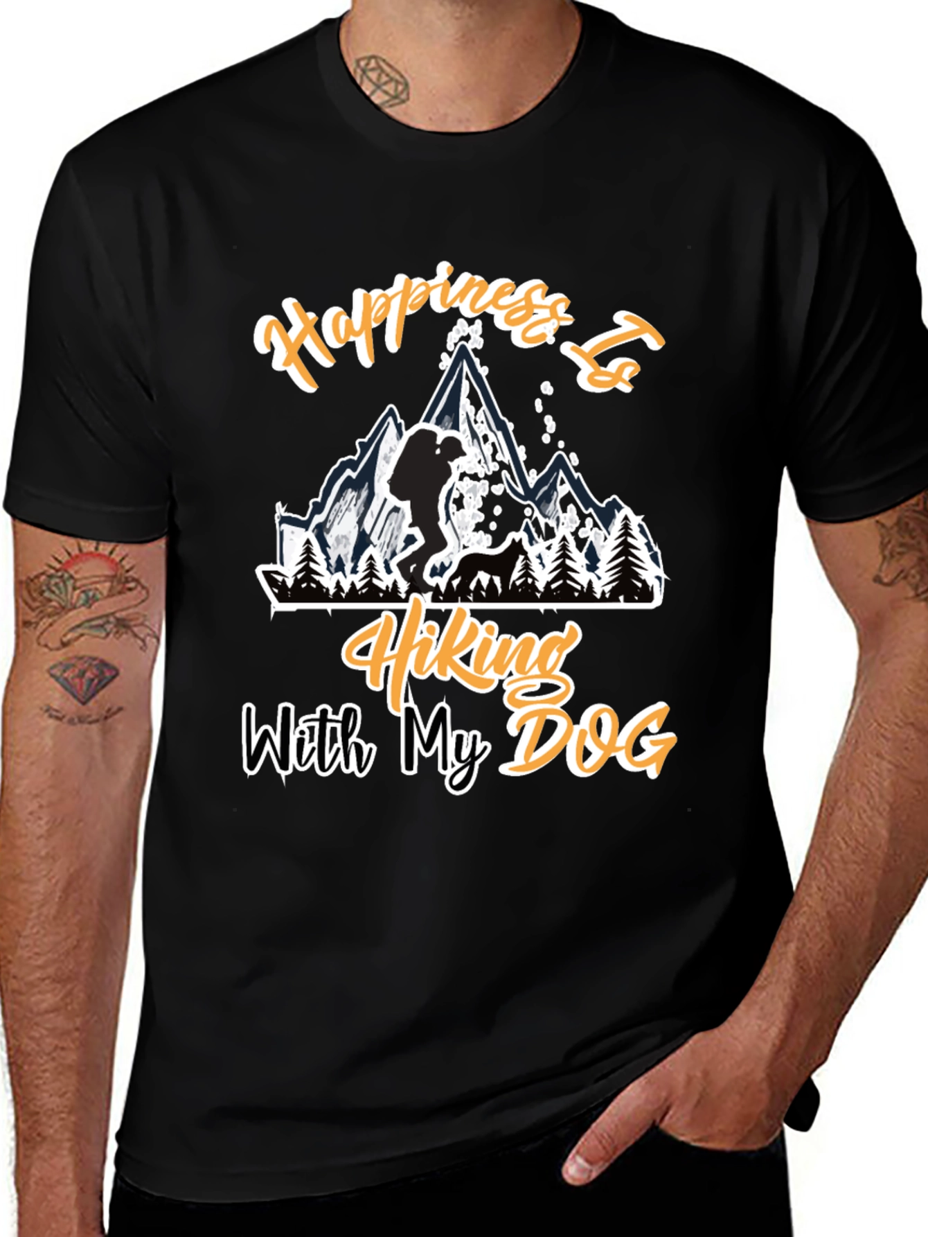 Hiking with My Dog Black T-Shirt