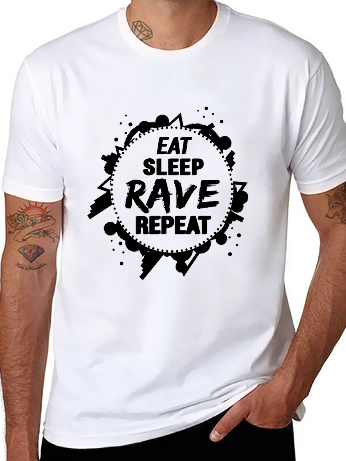 Eat Sleep Rave Repeat Black T-Shirt