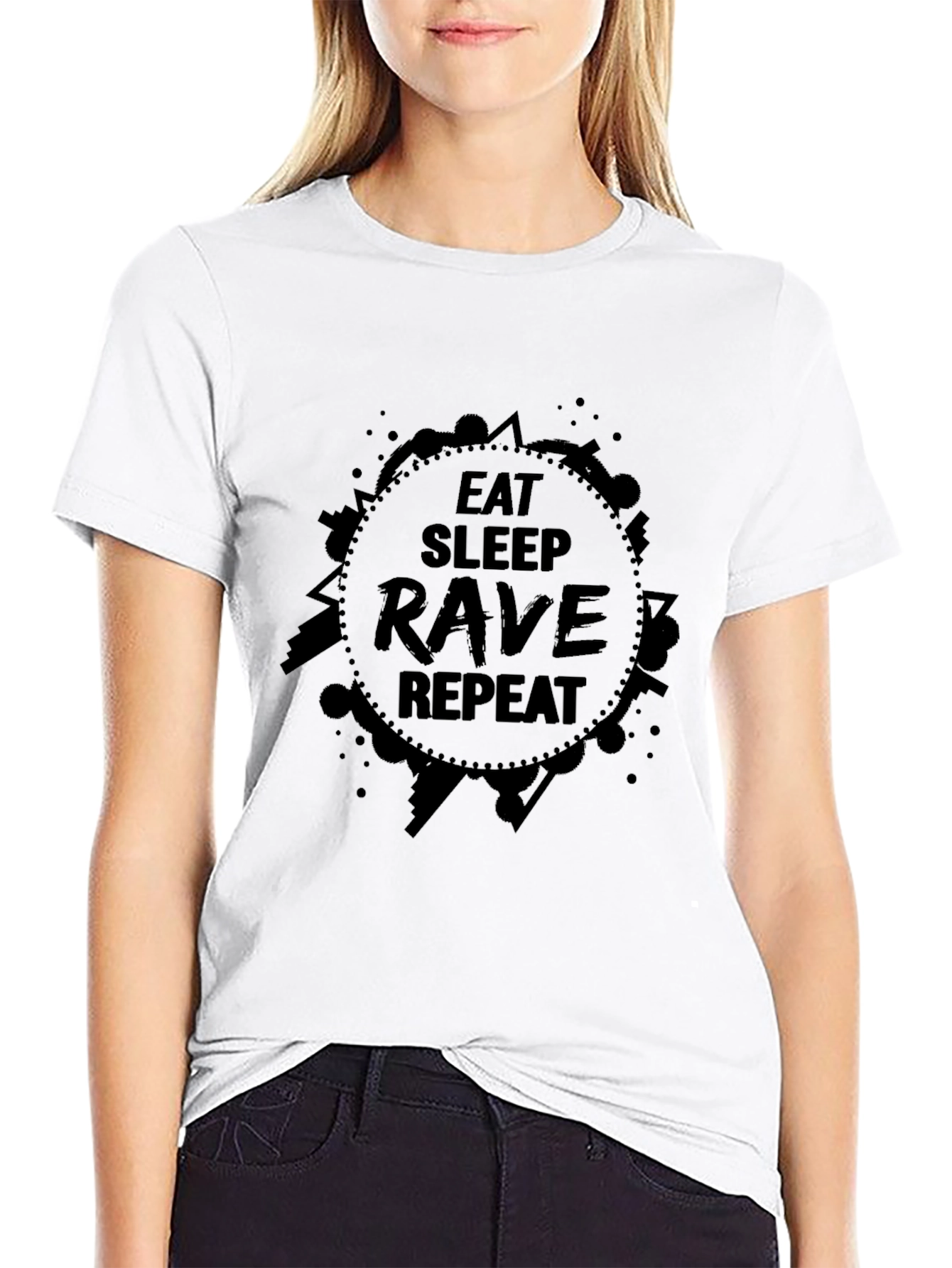 Eat Sleep Rave Repeat Black T-Shirt