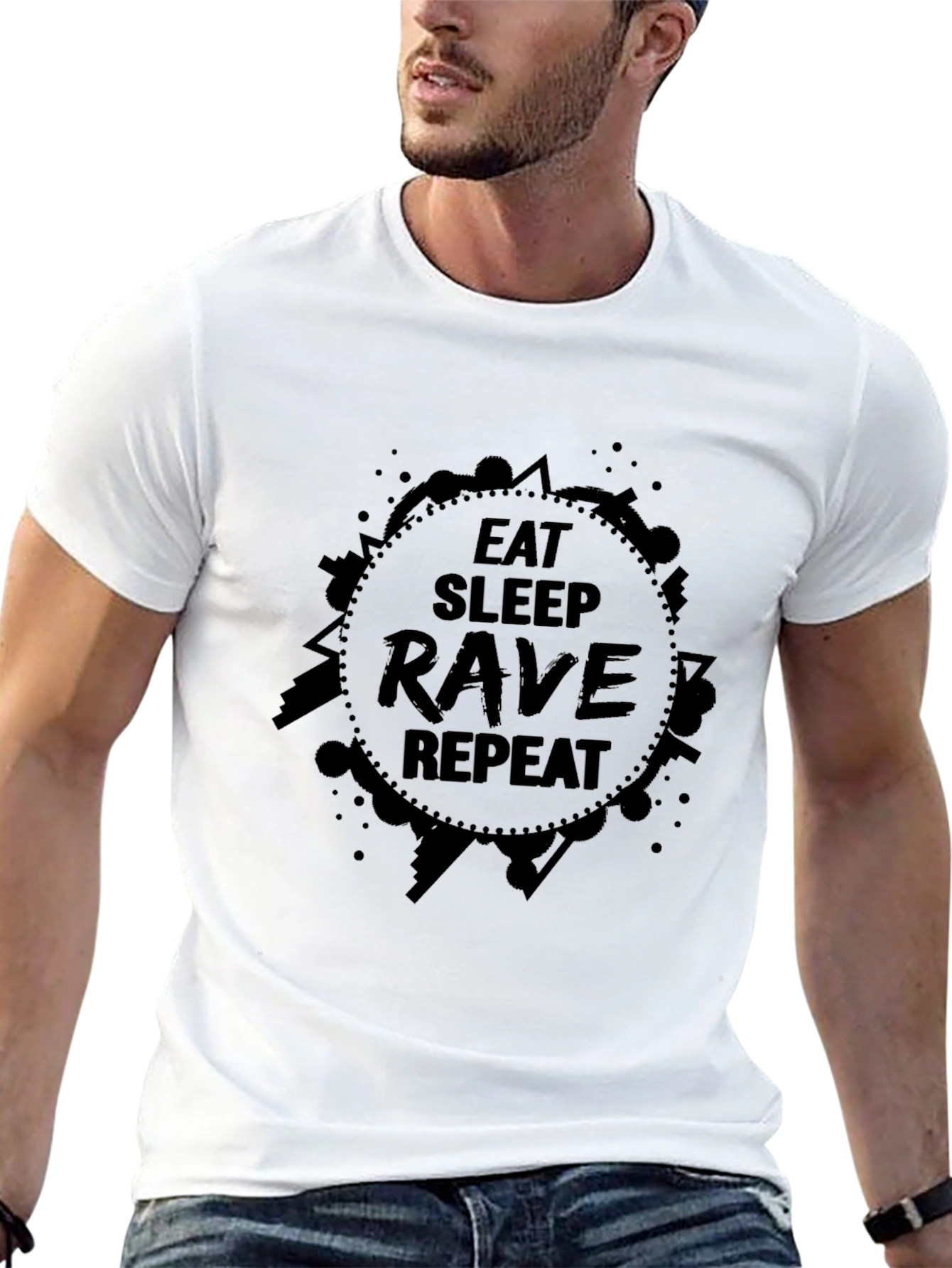 Eat Sleep Rave Repeat Black T-Shirt