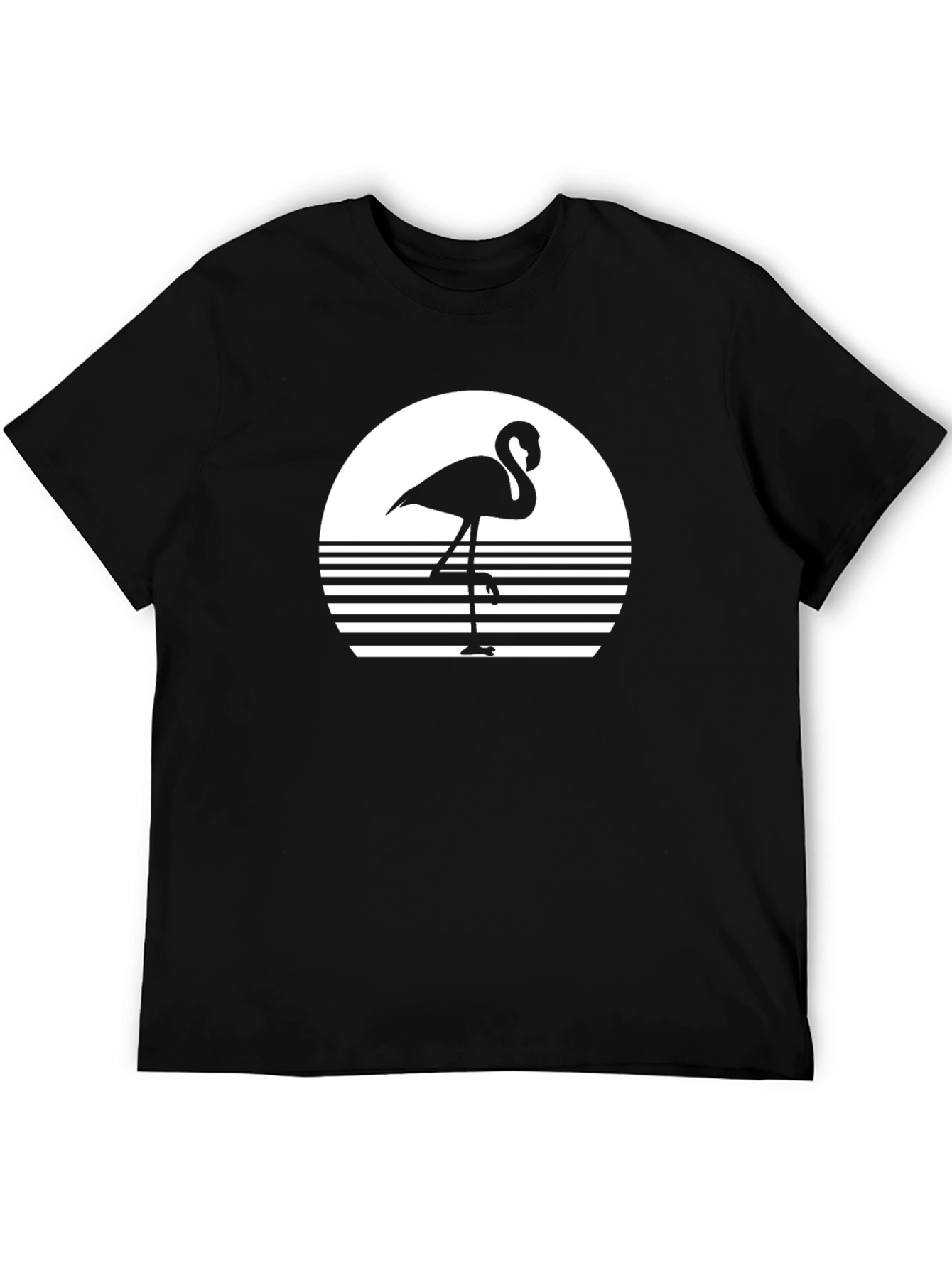 Retro Flamingo Graphic Tee - Black