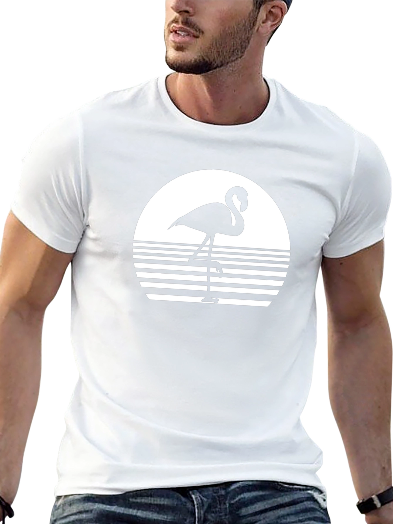 Retro Flamingo Graphic Tee - Black