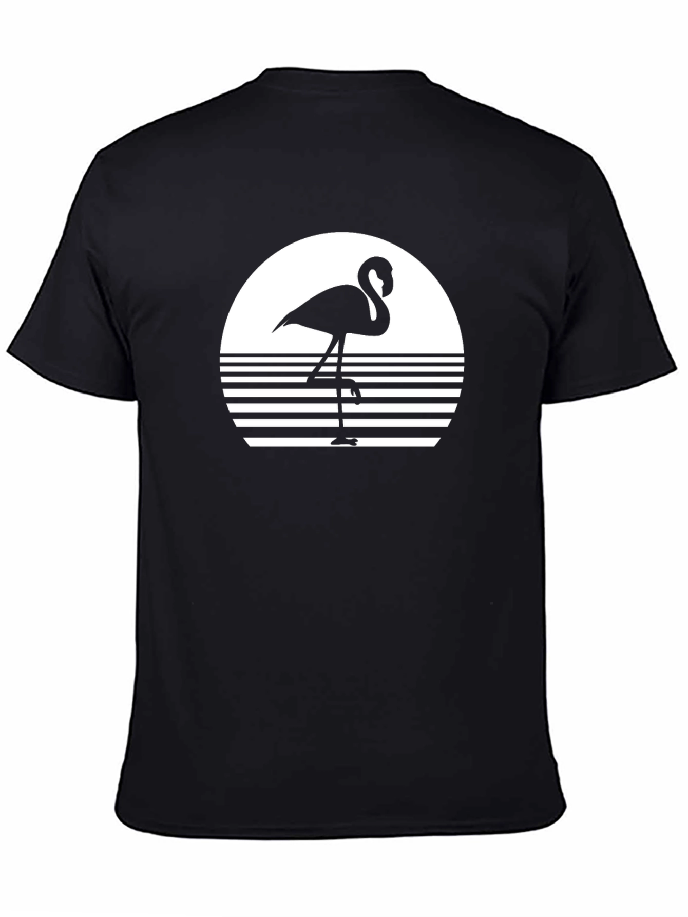 Retro Flamingo Graphic Tee - Black