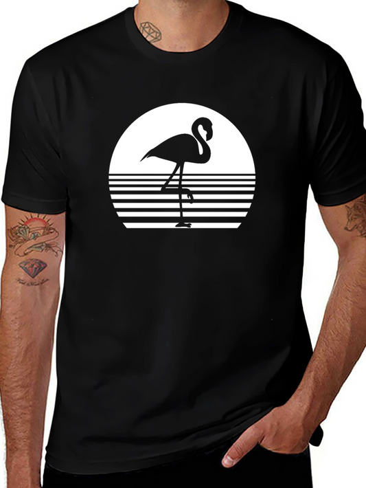Retro Flamingo Graphic Tee - Black