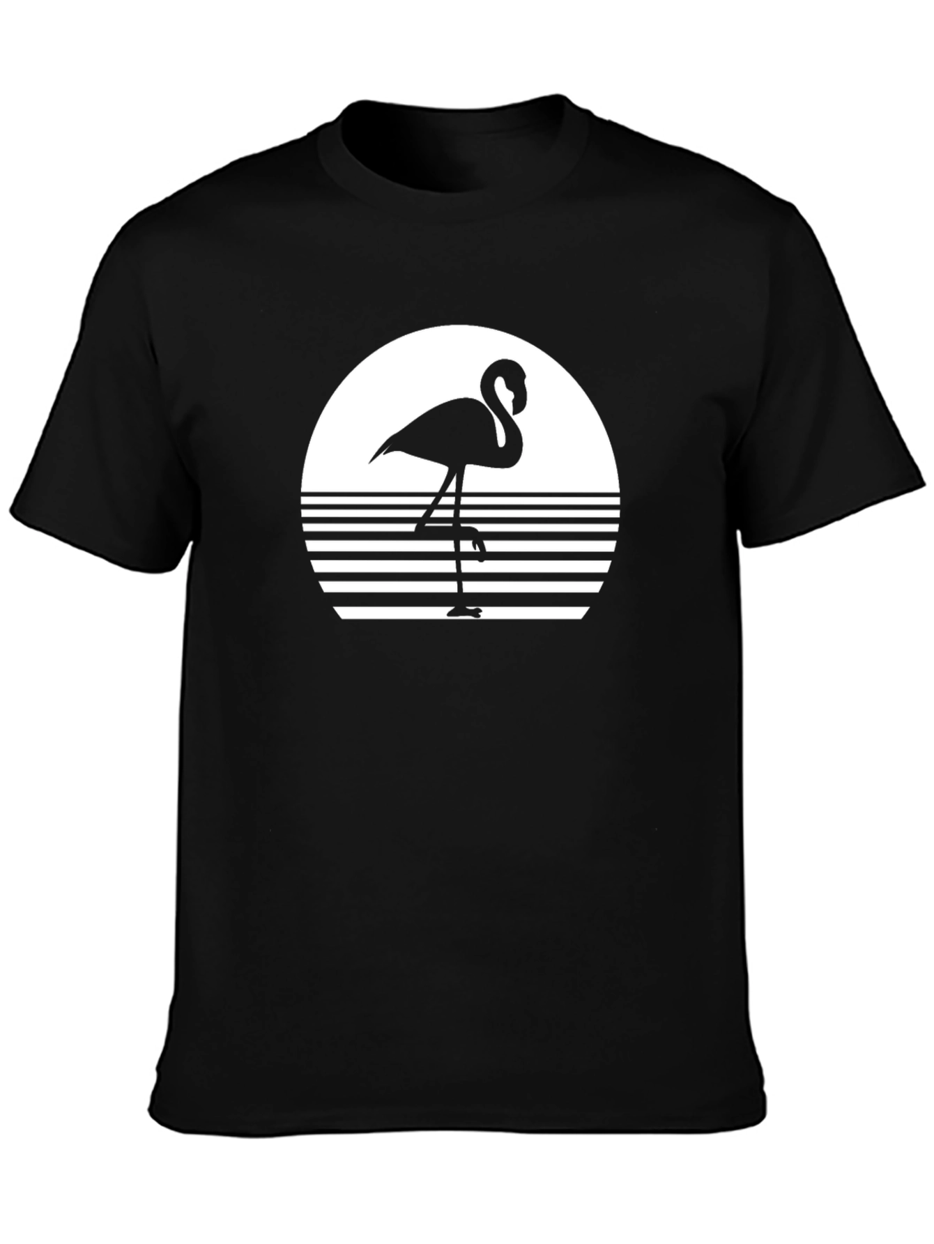 Retro Flamingo Graphic Tee - Black