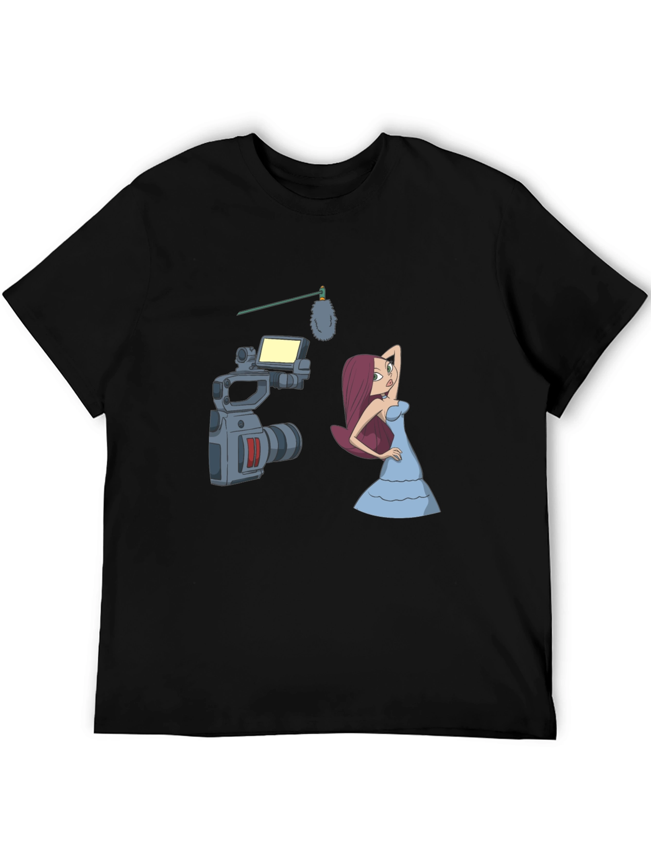 Cartoon Film Shoot T-Shirt - Black Cotton Blend
