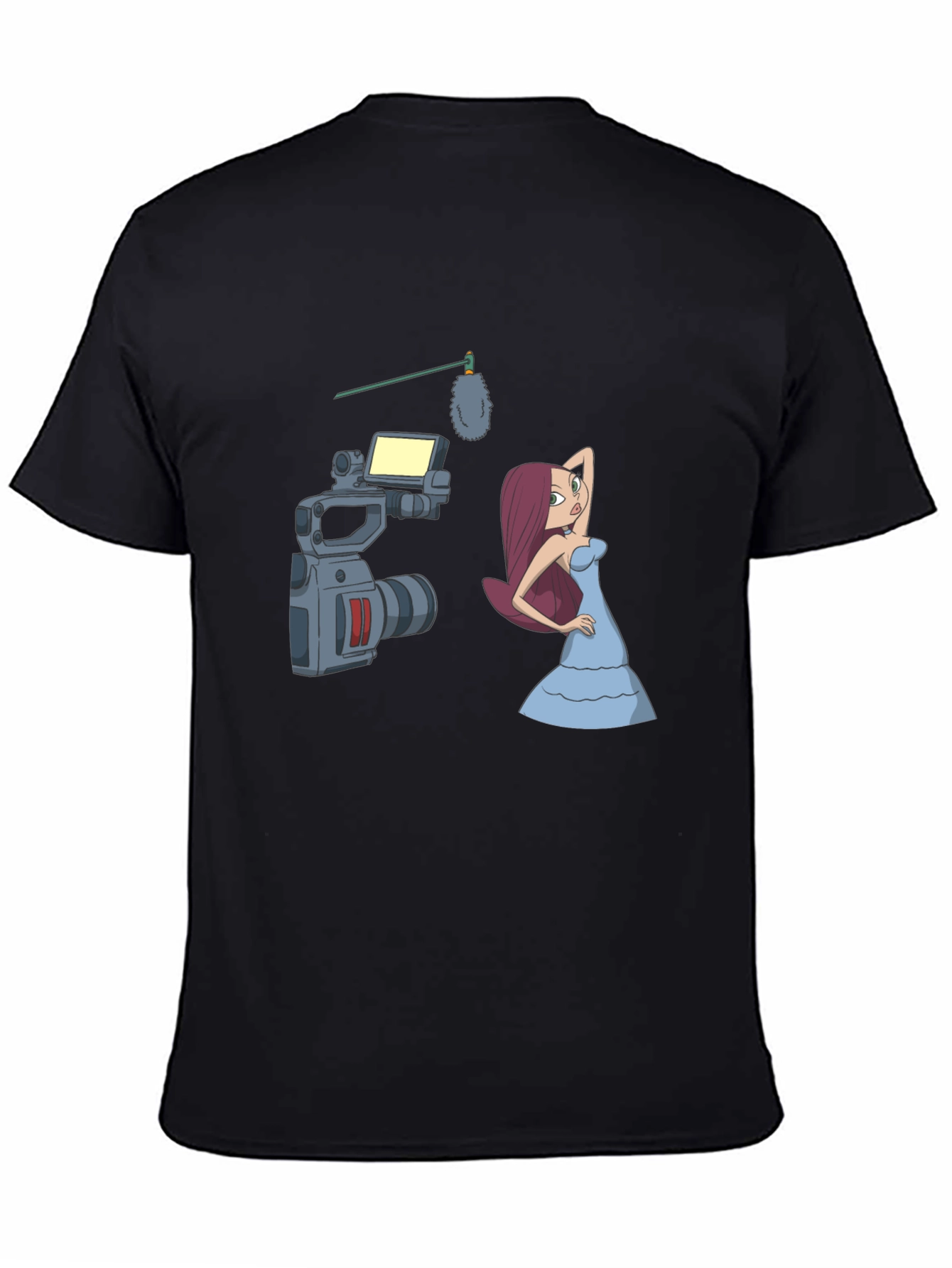 Cartoon Film Shoot T-Shirt - Black Cotton Blend