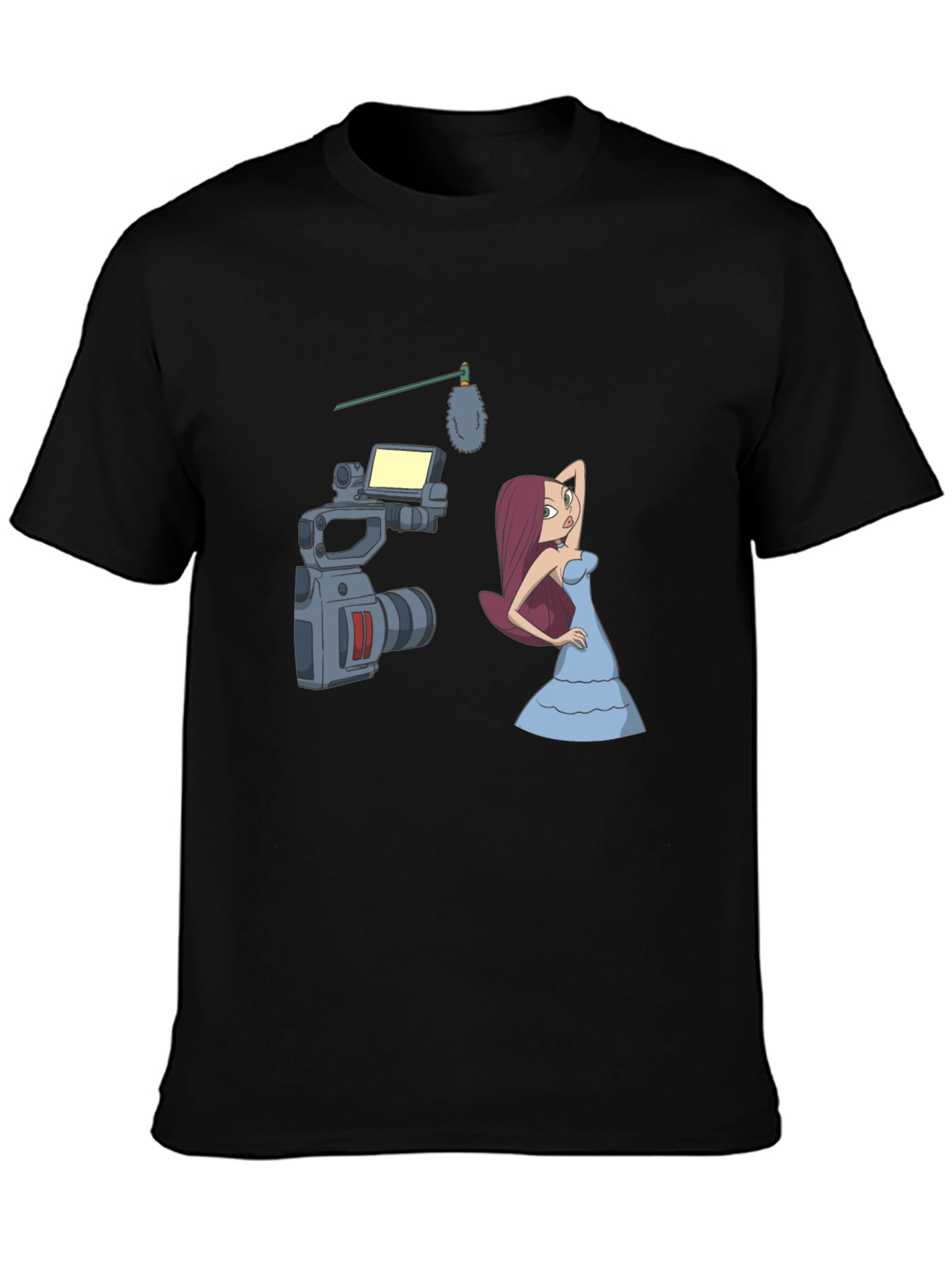 Cartoon Film Shoot T-Shirt - Black Cotton Blend